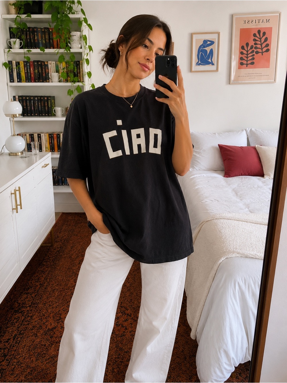 Clare V. Ciao Original Black Tee Size L